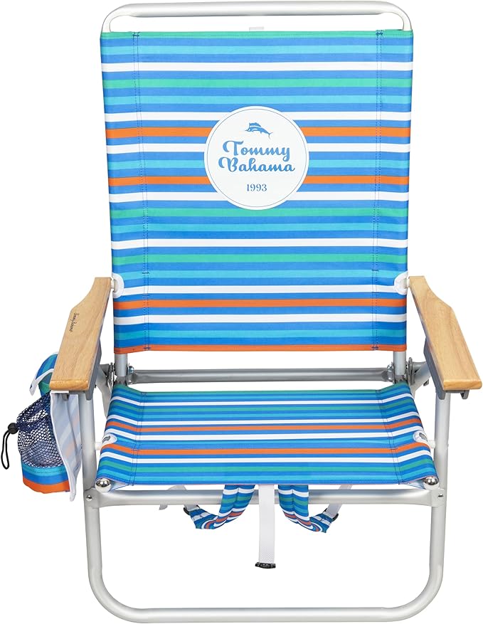 Tommy Bahama 4-Position Extended seat Height Easy in-Easy Out Folding Backpack Beach Chair