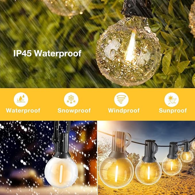 String Lights for Outside 150FTDimmable Waterproof Outdoor String Lights with 75+2 Shatterproof G40 Globe Bulbs Connectable LED Patio Lights Commercial Hanging Lights for Christmas Backyard Party