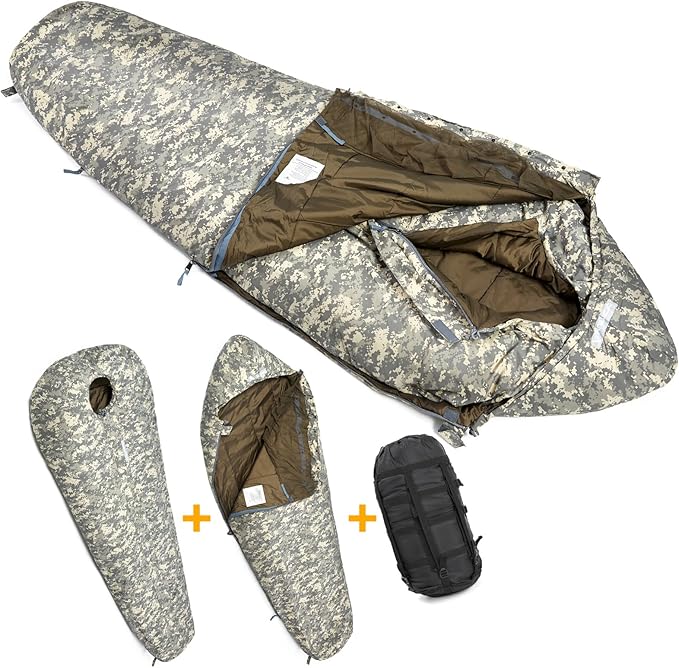 MT Military Army Force Defence 4 &amp Tropen Patrol Mummy Sleeping Bags with Bivy Cover Compression Sack Modular Sleeping System 2.0 for Cold Weather