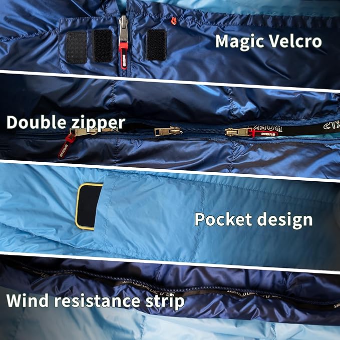 Down Sleeping Bag for Adults. 680FP Ultralight Portable Backpacking Sleeping Bag for Hiking Camping Mountaineering expeditions and Backpacking. with Compression Sack