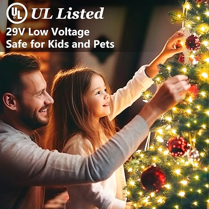 750 LED 240FT Christmas String Lights Outdoor with 12 Lighting Modes Green Wire Christmas Lights with Timer &amp Dimmable Waterproof Plug in Fairy Lights for Room Party Home Patio Xmas Warm White