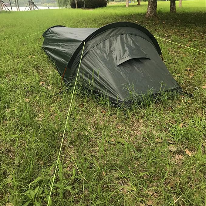 4 Season Polyester Rectangular Backpacking Tent 1 Person Waterproof Breathable Rainproof Bivy Sack Included