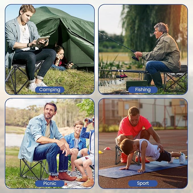 Padded Camping Stool 18 Inch Oversized Camping Foot Rest 500lb Camping Chairs Outdoor Footstool Portable Camping Ottoman for Camping Gardening Fishing w/Storage Net Carry Bag (2 Grey)