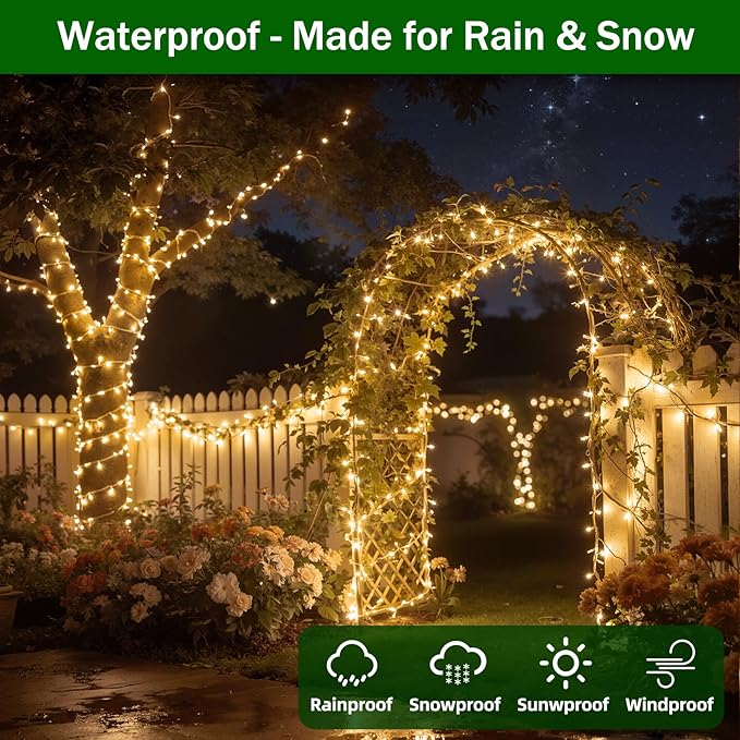 750 LED 240FT Christmas Lights Outdoor12 Lighting Modes Christmas String Lights with Timer Dimmable Warm White LED StringLights Waterproof for Yard Tree Wedding Party Holiday Warm White