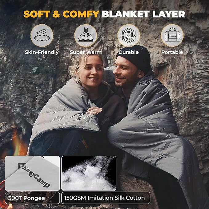 KingCamp 3-in-1 Sleeping Bag for Adults Cold &amp Warm Weather XL Size for Big &amp Tall Individuals Waterproof Flannel Lining Extra Length-Ideal for Camping &amp Backpacking