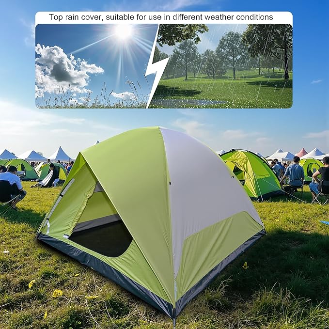4-6 Person Dome Camping Tent Family Camping Tent 83x106 inches Waterproof Oxford Flooring for Fishing Outdoor Camping Hiking Study Tours Summer Camps.