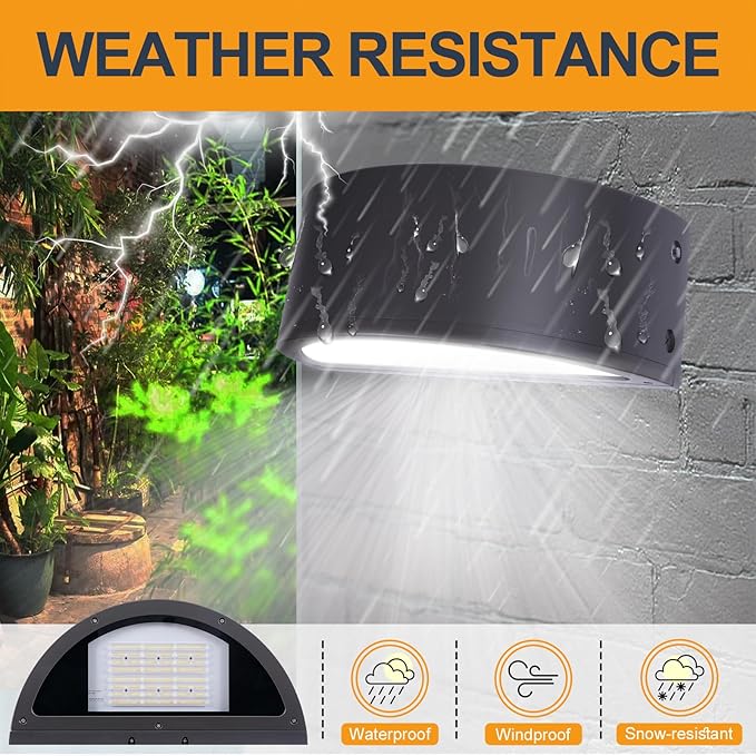 120W Full Cutoff LED Wall Pack Light 2Pack 3000/4000/5000K 3CCT 60/80/100/120W Selectable Commercial Half Moon Wall Pack Lights Outdoor LED Wall Lights for Building Parking100-277VETL Listed