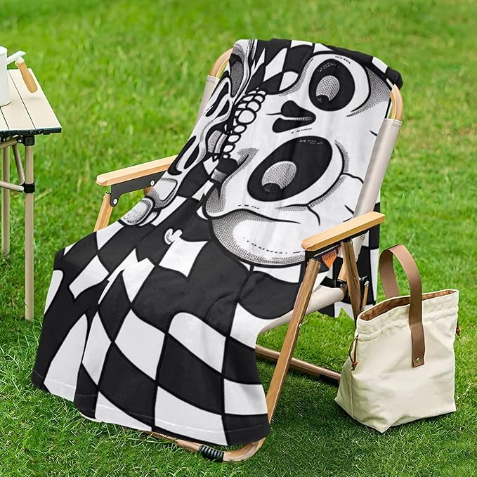 Black-and-White Checkered Cartoon Skeleton Lightweight Fuzzy Comfy Throws for Living Room Couch Throw Blanket Soft for Couch Sofa BedParty 50 x 70