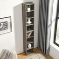 8-Tier Media Tower Rack CD DVD Slim Storage Cabinet with Adjustable Shelves Tall Narrow Bookcase Display Bookshelf for Home OfficeMulti-Functional Double-Decker Bookcase