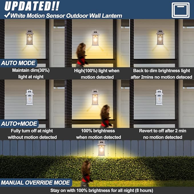 Motion Sensor Outdoor Wall Sconce White Dusk to Dawn Motion Sensor Lighting Smart &amp Waterproof Wall Lights &amp Exterior Light Fixture Porch Lights with Rippled Glass for Garage House