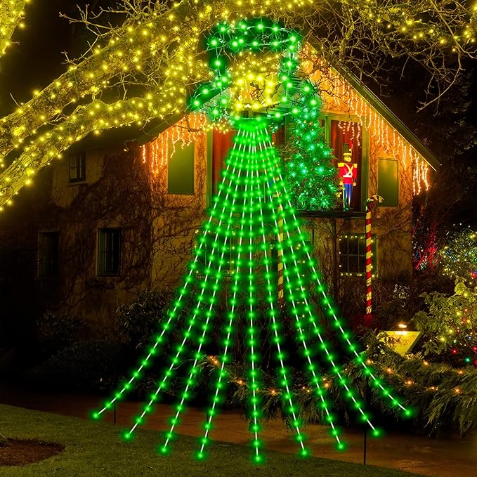 12 ft St Patrick's Day Waterfall String Lights with 320 LED Leprechaun Hat String Lights with 8 Modes Lighted St Patrick's Day Outdoor Decoration for Tree Garden Yard Ireland Party
