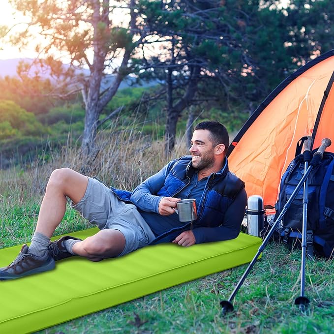 Giantex 4 Inch Self Inflating Camping Mat Green Compact Inflatable Lightweight