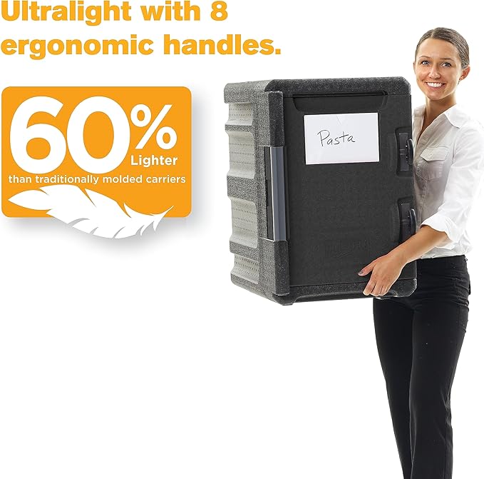 METRO Mightylite ML400-BL Front-Loading Insulated Pan Carrier - Professional-Grade Multipurpose Food Carrier and Catering Food Warmer - 60 qt or 6 Pan Capacity - Black