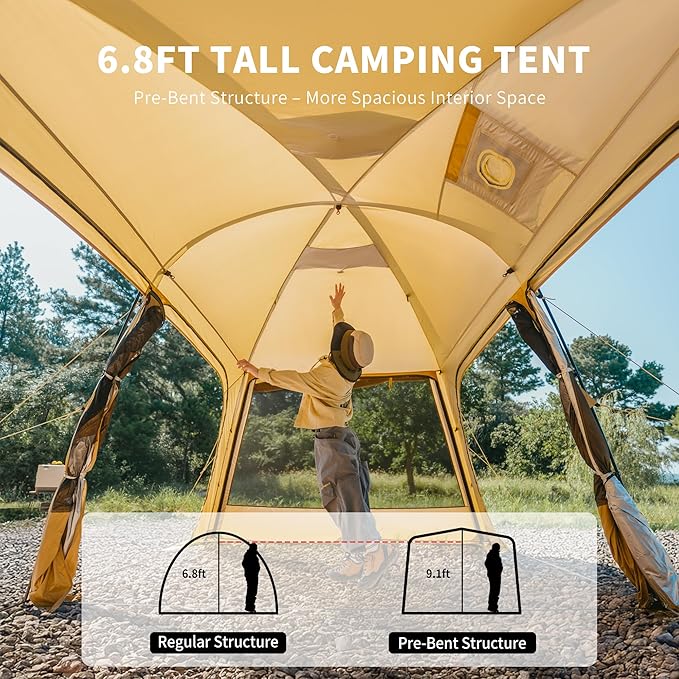 Naturehike Dune Hot Tent with Stove JackDouble Layer 4 Season TentWaterproof 2-4 Person Tents for Camping