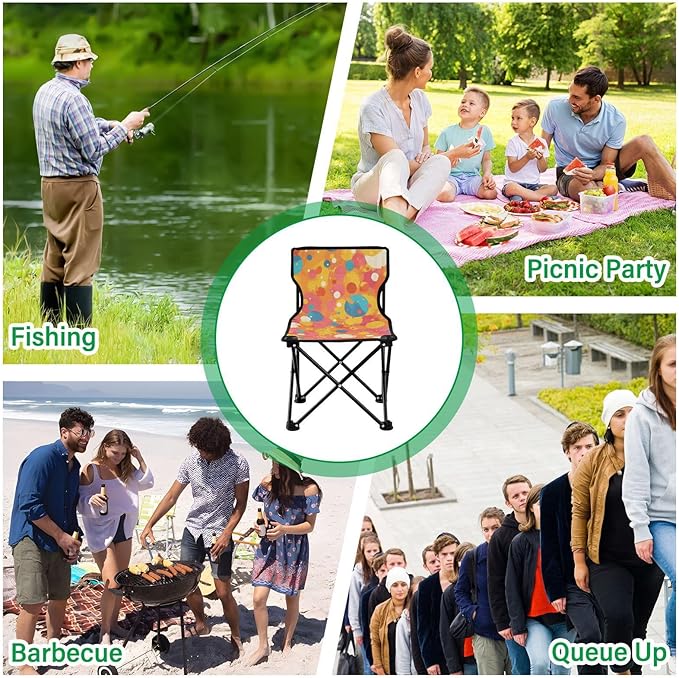 Blue Dots Portable Camping Chairs Folding Chair - Durable Oxford Fabric Lightweight Iron Frame Easy Fold Design - Ideal for Outdoor Activities Camping Fishing and Travel