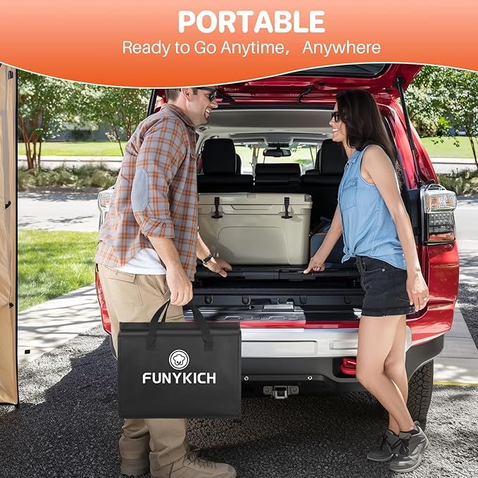 FUNYKICH 3ft Low Folding Camping Table with Carry Bag 34.2'' Lx15.7'' W Portable Picnic Tables Lightweight Thicker Aluminum Beach Table with Carry Handle for Beach Camping Picnic Black