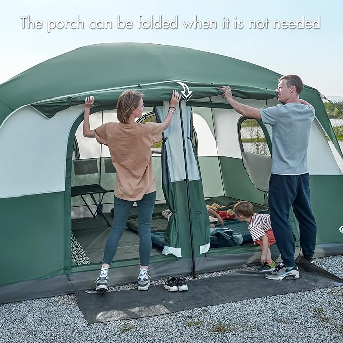 PORTAL 8 Person Tents for Camping Easy Setup Cabin Tent with Large Porch 2 Room Waterproof Family Camping Tent for Outdoor Camping Patio