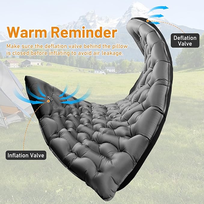 KASBAH Double Inflatable Camping Sleeping PadThick 6 inch 2 Person Ultralight Sleeping Mat with Built-in Foot Pump and PillowCamping Essentials for HikingBackpackingTraveling Tent