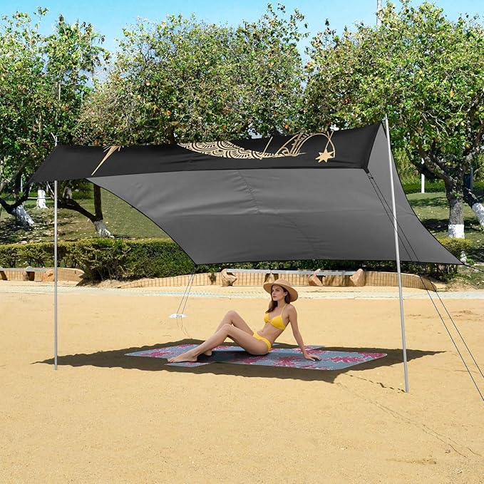 Camping Sun Shelters Queen on The Moon in Starry Sky Beach Canopy 126 * 110.2in