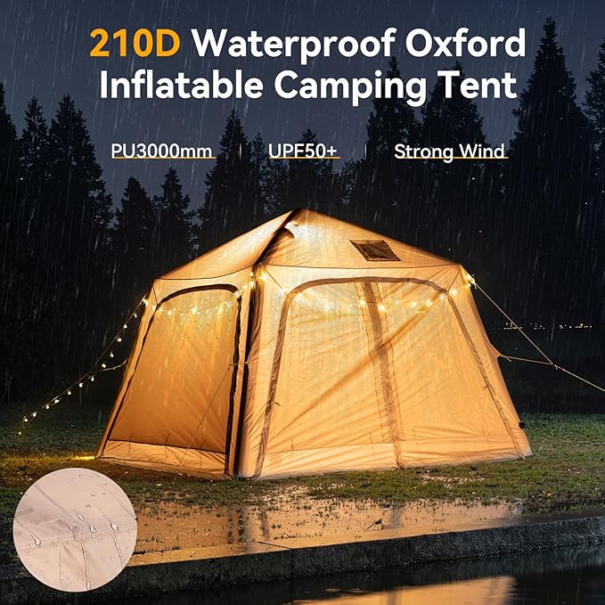 Inflatable Blow Up Tents for CampingWaterproof Oxford Hot Tent with Manual PumpSpacious Easy Setup Inflatable Camping Air Tent for Family Glamping