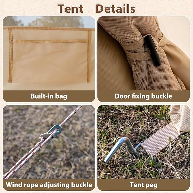 Inflatable Camping Tent with Hand Pump Waterproof Outdoor Blow up Tent 2-8 Person Oxford 4 Season Glamping Air Tent Cabin House with Mesh Windows &amp Door