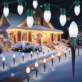 Brightown Frosted C9 LED Christmas Lights Outdoor 32Ft Pathway Lights with 25 LED Bulbs Pure White