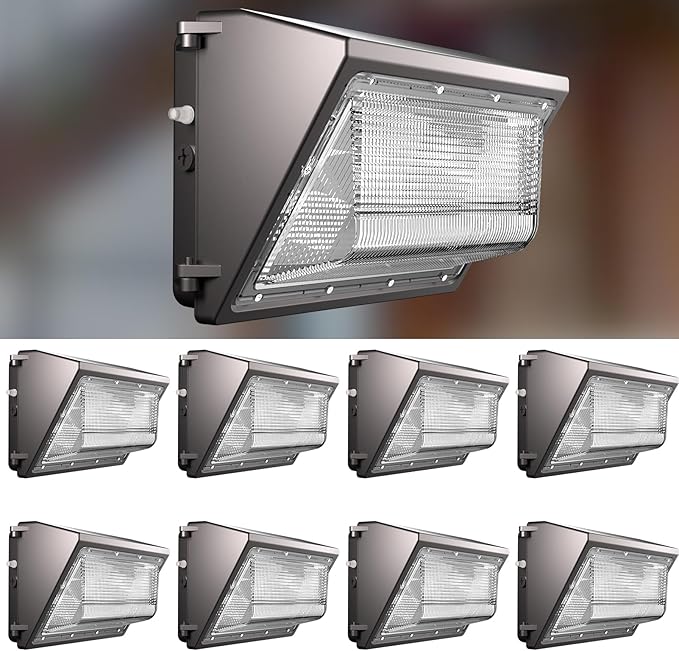 Lightdot 8Pack 200W LED Wall Pack Lights 100-277v Dusk to Dawn with Photocell 30000Lm 5000K Daylight IP65 Outdoor Security Lighting for WarehouseBuildingYardFactoryGarage ETL(Height:15~30ft)