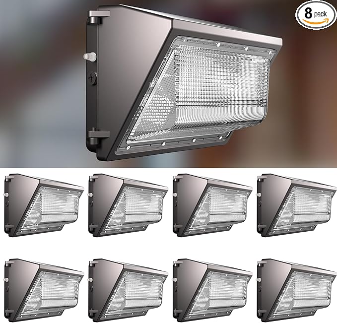 Lightdot 8Pack 70W LED Wall Pack Lights 100-277v Off Dusk to Dawn Photocell 10500Lm(150Lm/W) 5000K IP65 Outdoor Exterior Lighting for GarageWarehouseYardBuildingFactoryETL