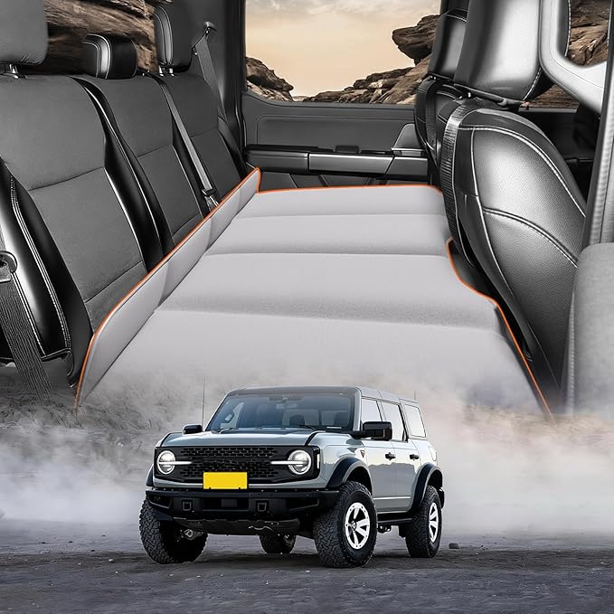 Car Bed Backseat For Ford Bronco Folding Mattress | Non Inflatable Car Mattress Easy To Clean Material With Convenient Storage Design Inflation-Free Sleeping Platform Car Camping Accessories Gray