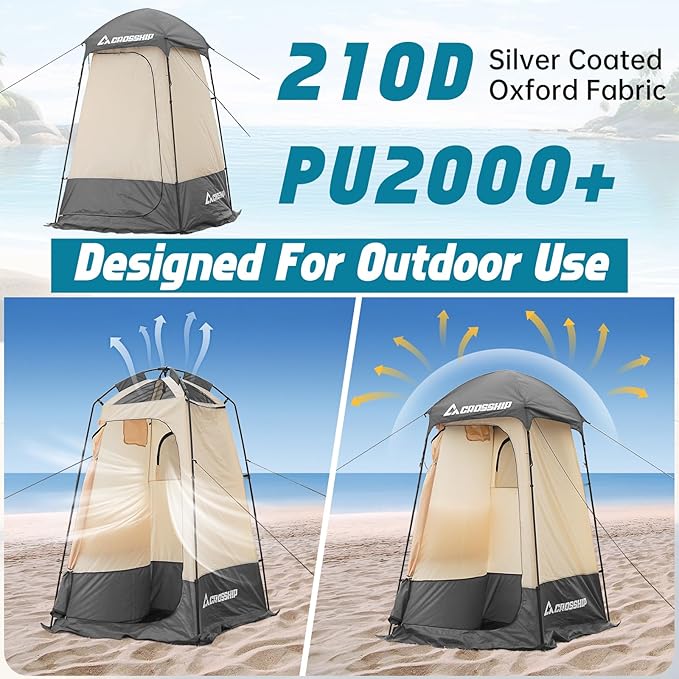 Camping Shower Tent - Outdoor Privacy Tent with Solar Shower Bag - 84.6 H*60 W Privacy Shelter for Outdoor Bathroom Changing Room &amp Fishing UV Resistant&ampWaterproof Camping Bathroom