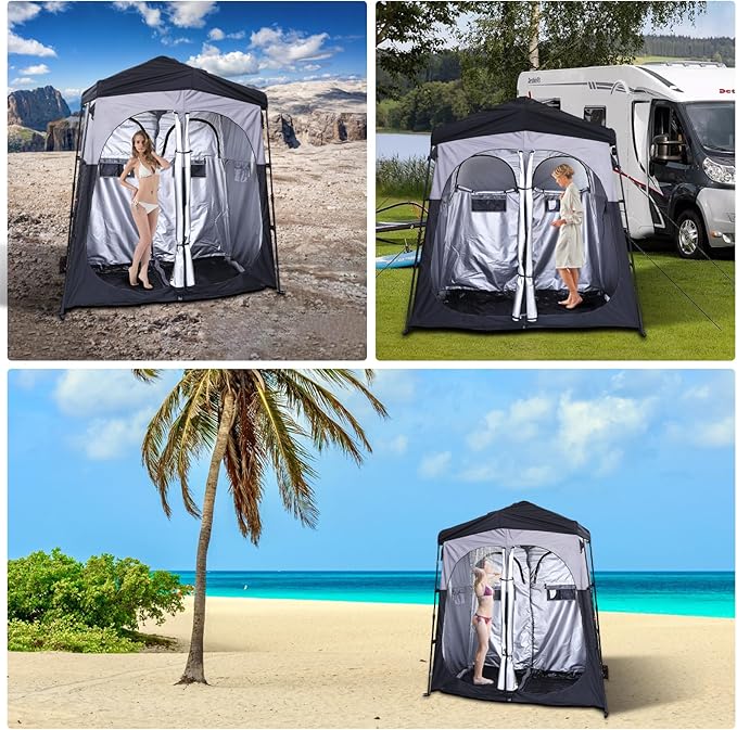 CDEN Camping Shower Tent Outdoor Shower Enclosure Camping Shower Outdoor Bathroom Pop Up Changing Tent Oversize