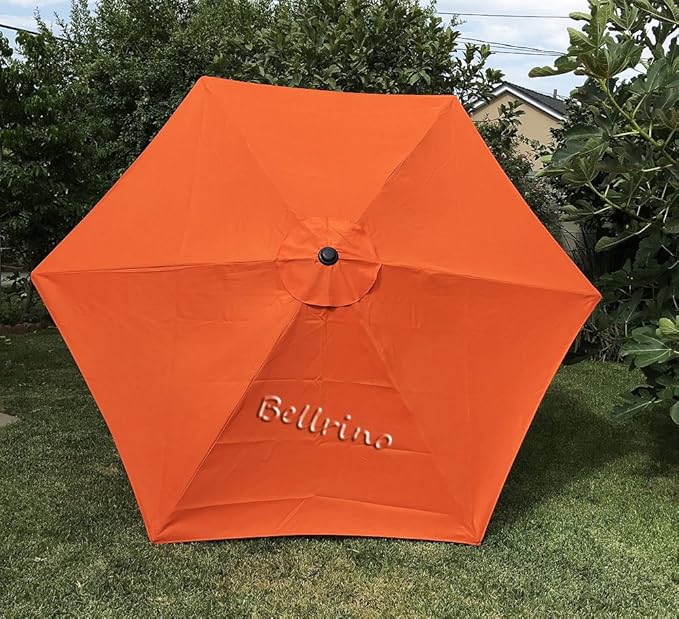 BELLRINO DECOR Replacement STRONG &amp THICK Umbrella Canopy for 9ft 6 Ribs (Canopy Only) (TANGO ORANGE)