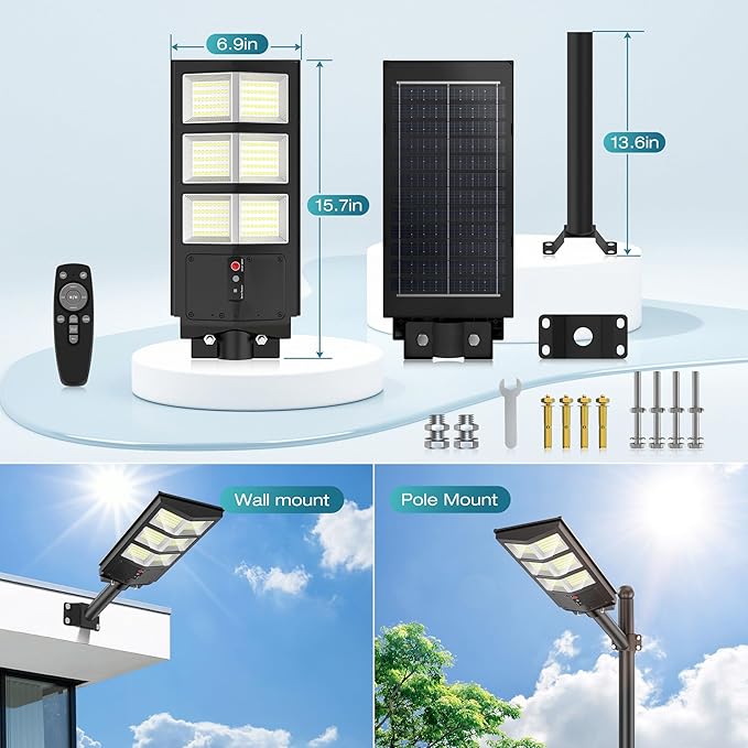 Sunwish Solar Street Lights Outdoor Wide Angle Solar Lights Outdoor Flood Lights Motion Sensor Dusk to Dawn Remote Control Waterproof IP66 Parking Lot Lights Commercial for Yard(4 Packs)