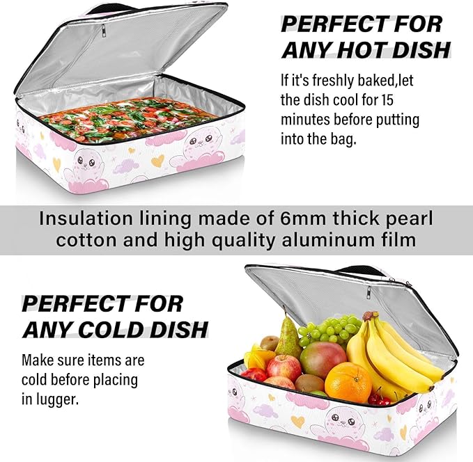 Casserole Carrier Sea LeopardInsulated Casserole Carrier for Hot or Cold Food Thermal Lunch Tote for Potluck Parties Picnic Beach Fits 9 x 13 Inches Baking Dish