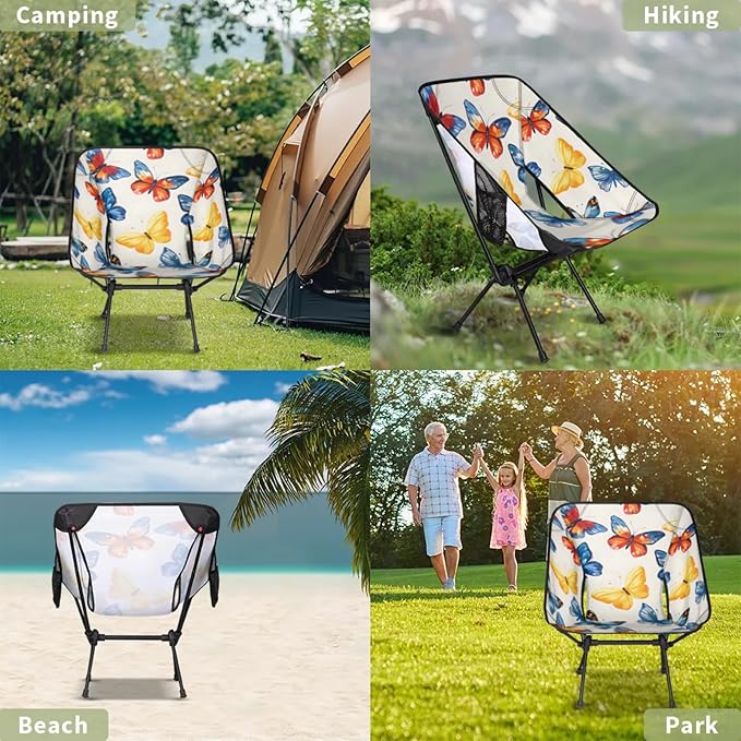 Honeybaby Folding Camping Chair Butterfly Dancing Camping Chairs Lightweight Portable Chair Outdoor Foldable Chairs for Camping Travel Picnic Beach Hiking