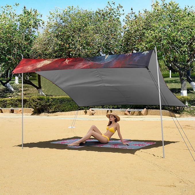ALAZA Eagles Independence Day Beach Tent Sun Shelter Portable Canopy Sunshade for Outdoor Camping Picnics Backyard Fun 10x9 ft