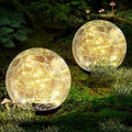 Coroor Garden Solar Ball Lights Outdoor Waterproof 50 LED Cracked Glass Globe Solar Power Ground Lights for Path Yard Patio Lawn Christmas Decoration Landscape Warm White(2 Pack 4.7'')