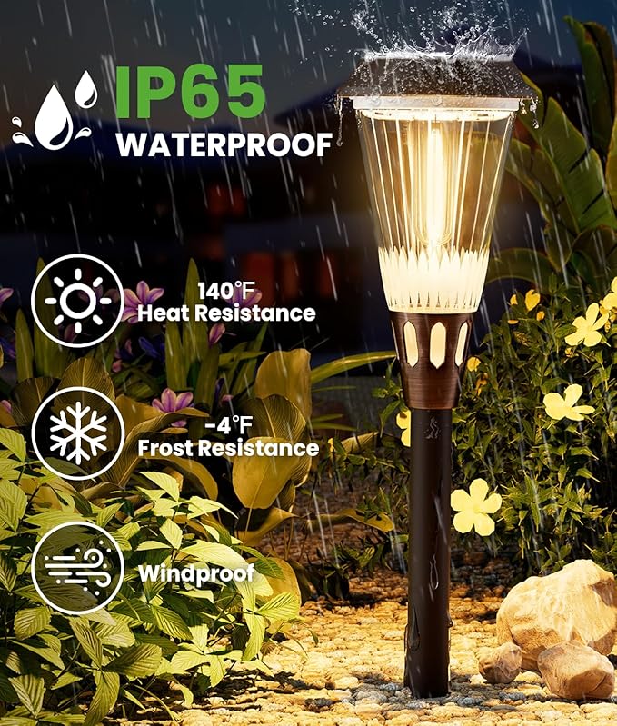 4 Pack Solar Pathway Lights Waterproof IP65 2-in-1 Warm&ampCool Solar Lights Outdoor Bright Solar Light Outside Pathway Auto On/Off Outdoor Light for Yard Walkway Driveway Landscape