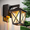 Ehaho Porch Lights with Outlet Dusk to Dawn Outdoor Light with Outlet Built-in Waterproof Anti-Rust Lantern Outside Light with GFCI Outlet Wall Sconce Light with Plug for Front Door (Bronze 1 PC)
