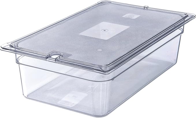 Carlisle FoodService Products Storplus Full-Size Plastic Food Pan for Catering Buffets and Restaurants Polycarbonate 6 Inches Deep Clear (Pack of 6)