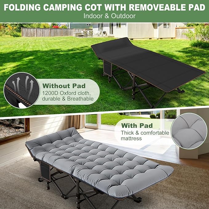 Barbella Folding Camping Cot Folding Cot Camping Cots for Adults Portable Sleeping Cot with Mattress Foldable Outdoor Bed Camp Cots Guest Bed with Carry Bag for Home Office &amp Outdoor Use