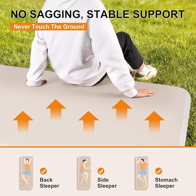 TOBTOS High-Support Full Size Camping Air Mattress 3 Thick No Sagging Inflatable Mattress with Manual Pump Double Sleeping Pad for Camping Home Hiking