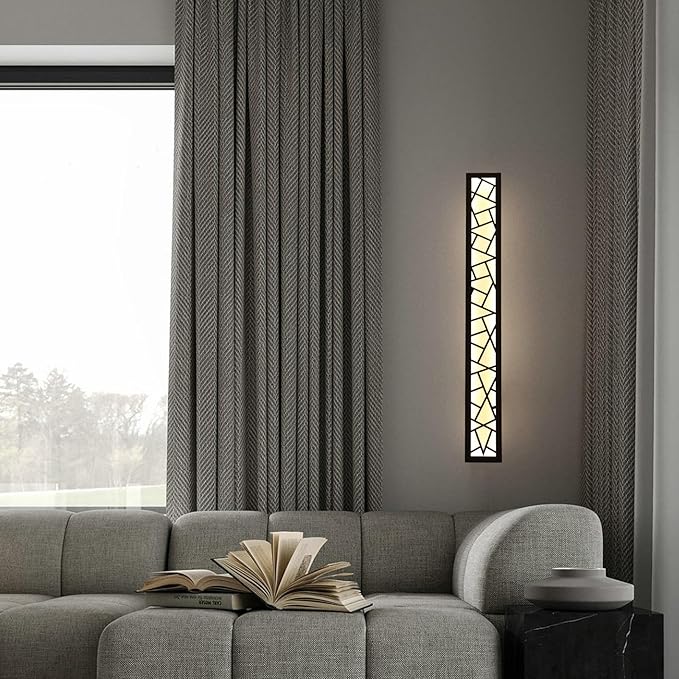 80CM Sand-Black LED Wall Light 40W Rectangle Porch Lamp Acrylic Shade IP65 Waterproof Outdoor Fixture for Patio Garage Doorway Hallway 120° Beam Angle Aluminum Body 3000K-6000K Switchable 80x12x4.5cm