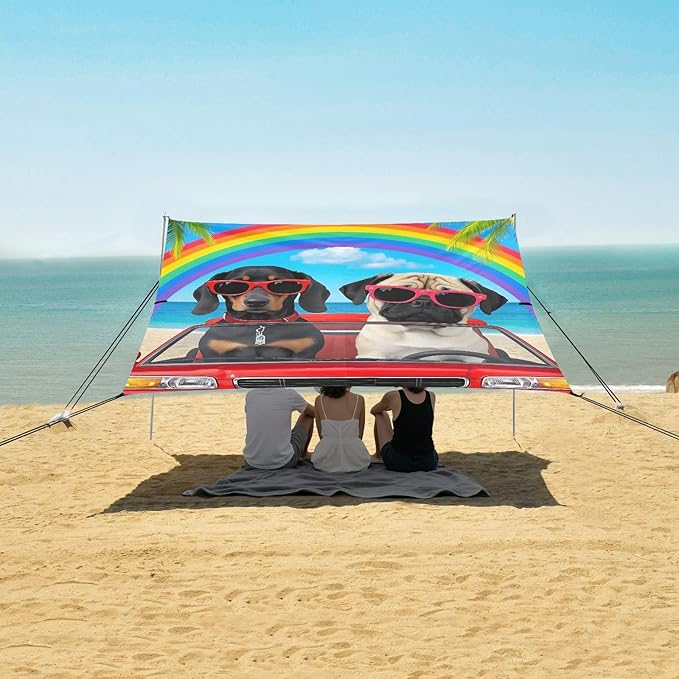 Beach Tent Sun Shelter Cool Dachshunds Driving Lightweight &amp Easy Setup Beach Shade Canopy for Camping Fishing
