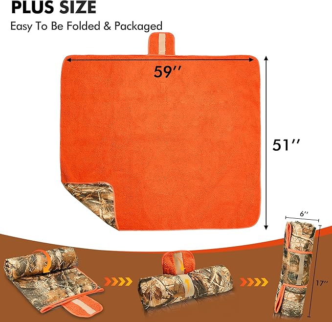 Tirrinia Waterproof Outdoor Blanket with Sherpa Lining Windproof Triple Layers Warm Comfy Foldable for Camping Stadium Beach Picnic Grass Concerts Car Dog 51''X 59'' &amp 59''X 80''