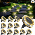 Solar Ground Lights Outdoor 12 Pack Waterproof Upgraded Solar Garden Lights with 4 Side Light Stainless Steel Solar Powered Disc Landscape Light for Walkway Pathway Lawn Yard Patio Deck-Warm White