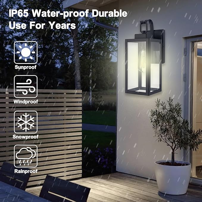 Outdoor Wall Lantern Wall Sconce as Porch Lighting Fixture E26 Medium Base Metal Housing Plus Glass Bulbs not Included