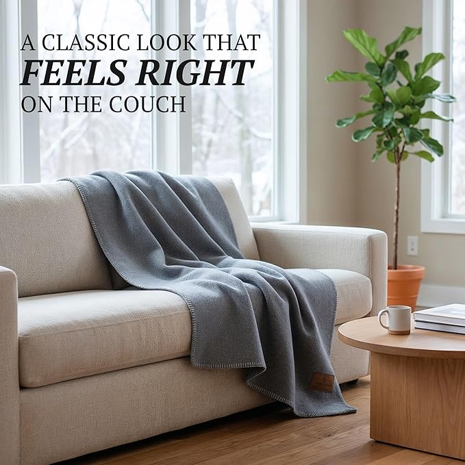 100% Wool Blanket - Premium Ultra-Soft &amp Warm Twin 62x 84 Large Size Blanket for Couch Bed Home Camping &amp Outdoors