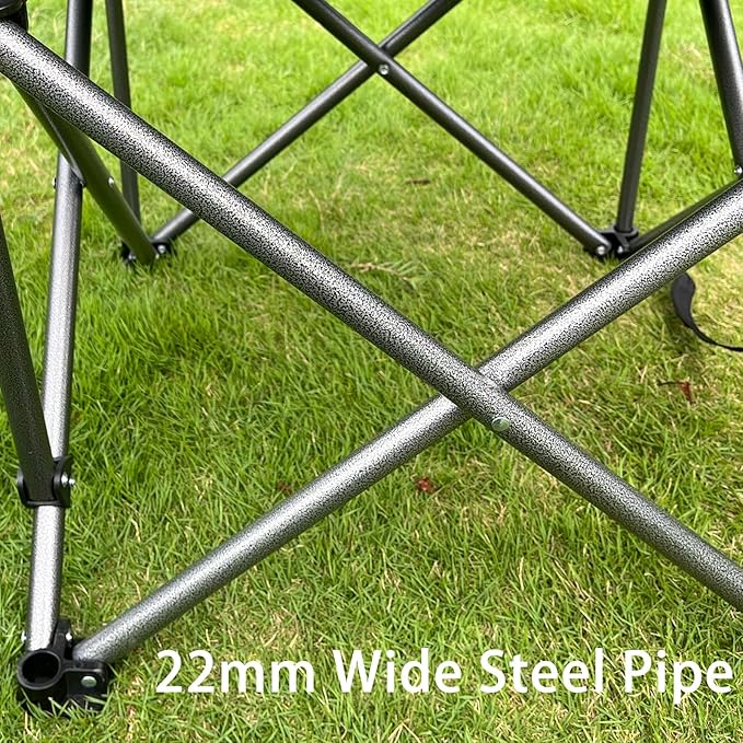 Oversized Camping Chairs for Adults Heavy Duty Padded Portable Lawn Chairs Outdoor Folding Chairs XL Camp Chairs with Cup Holder Suproot 500 lbs Gray Plaid