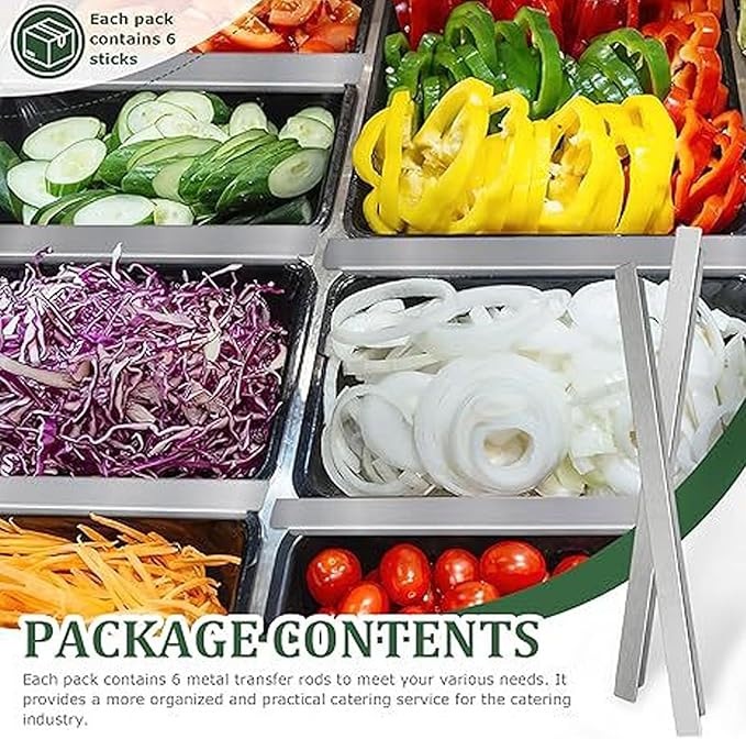 Aramox Stainless Steel Adapter Bar 32cm/12.6 Inch Food Divider for Restaurant Kitchen Steam Table Divider 8 Pieces